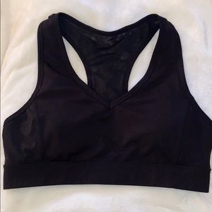 Black Mesh Detail Sports Bra
